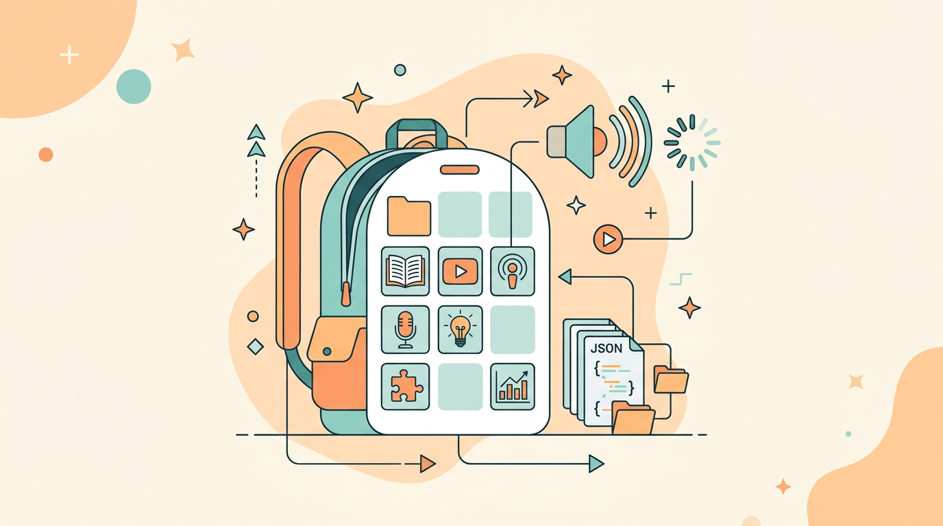 所持アイテムの JSON 保存と効果音再生(シングルトン)のイメージ