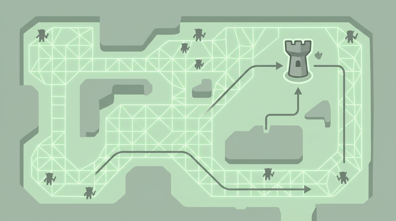 NavMesh 上への敵生成とスポーンループのイメージ